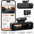 4K palubní kamera do auta, přední a zadní, vnitřní, 3kanálová palubní kamera do auta, palubní kamera s GPS, Wi-Fi 6, hlasové ovládání, parkovací monitor, noční vidění, smyčkové nahrávání, 64GB SD karta v balení (T800E)