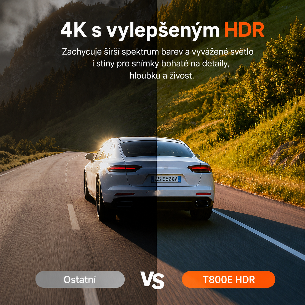 4K palubní kamera do auta, přední a zadní, vnitřní, 3kanálová palubní kamera do auta, palubní kamera s GPS, Wi-Fi 6, hlasové ovládání, parkovací monitor, noční vidění, smyčkové nahrávání, 64GB SD karta v balení (T800E)