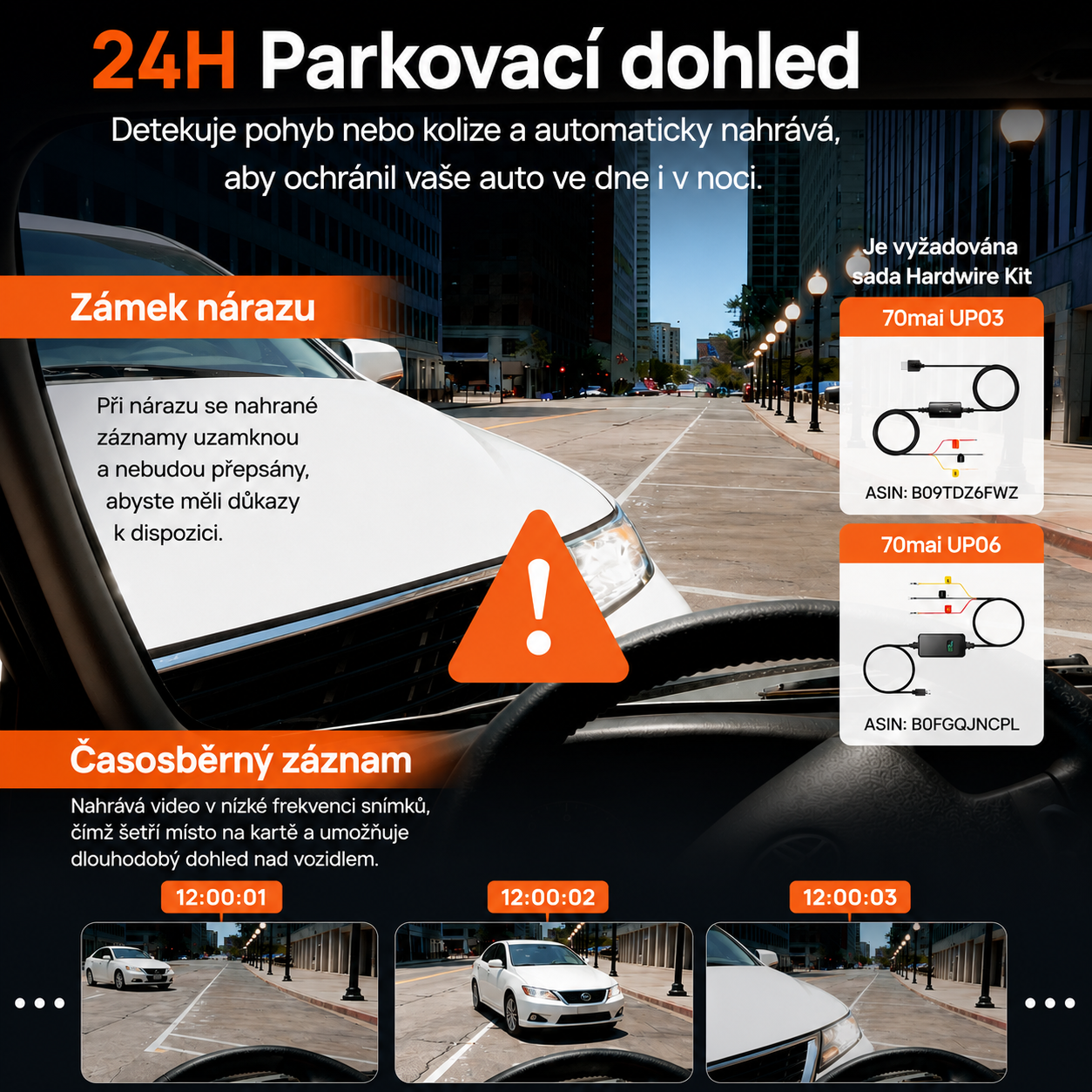 4K palubní kamera do auta, přední a zadní, vnitřní, 3kanálová palubní kamera do auta, palubní kamera s GPS, Wi-Fi 6, hlasové ovládání, parkovací monitor, noční vidění, smyčkové nahrávání, 64GB SD karta v balení (T800E)